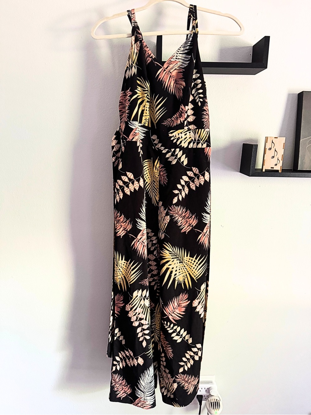 Relished Tropical Palm Print Wide Leg Jumpsuit